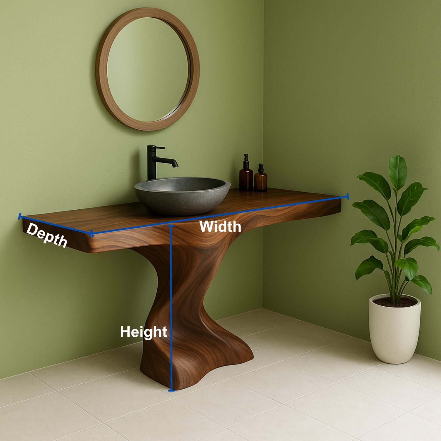 Handcrafted Solid Wood Bathroom Vanity – Organic Sculptural Twist Form Design Lynnsnail