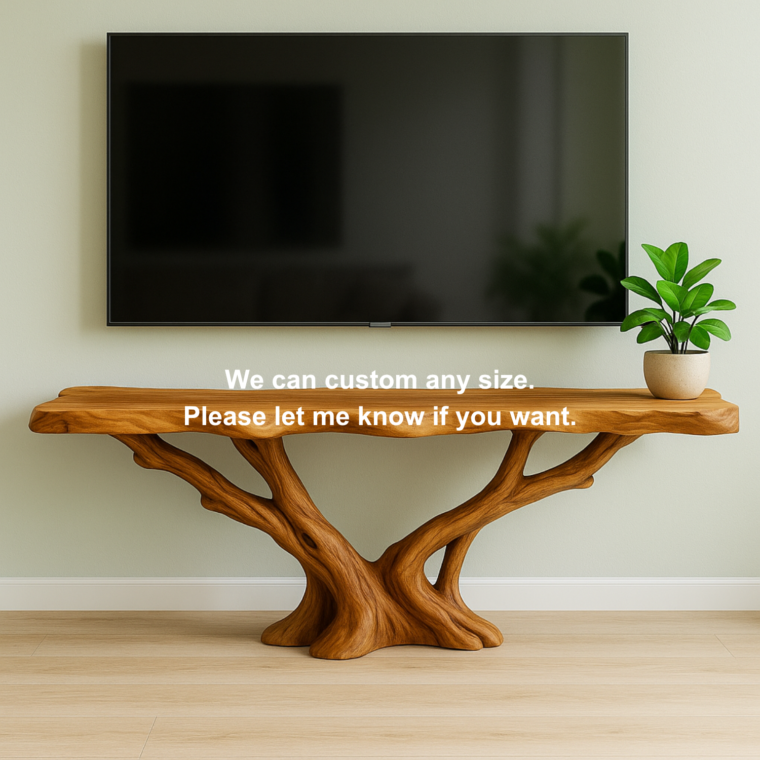 Handcrafted Solid Wood TV Stand/ Console Table – Organic Sculptural Branch Flow Design Lynnsnail