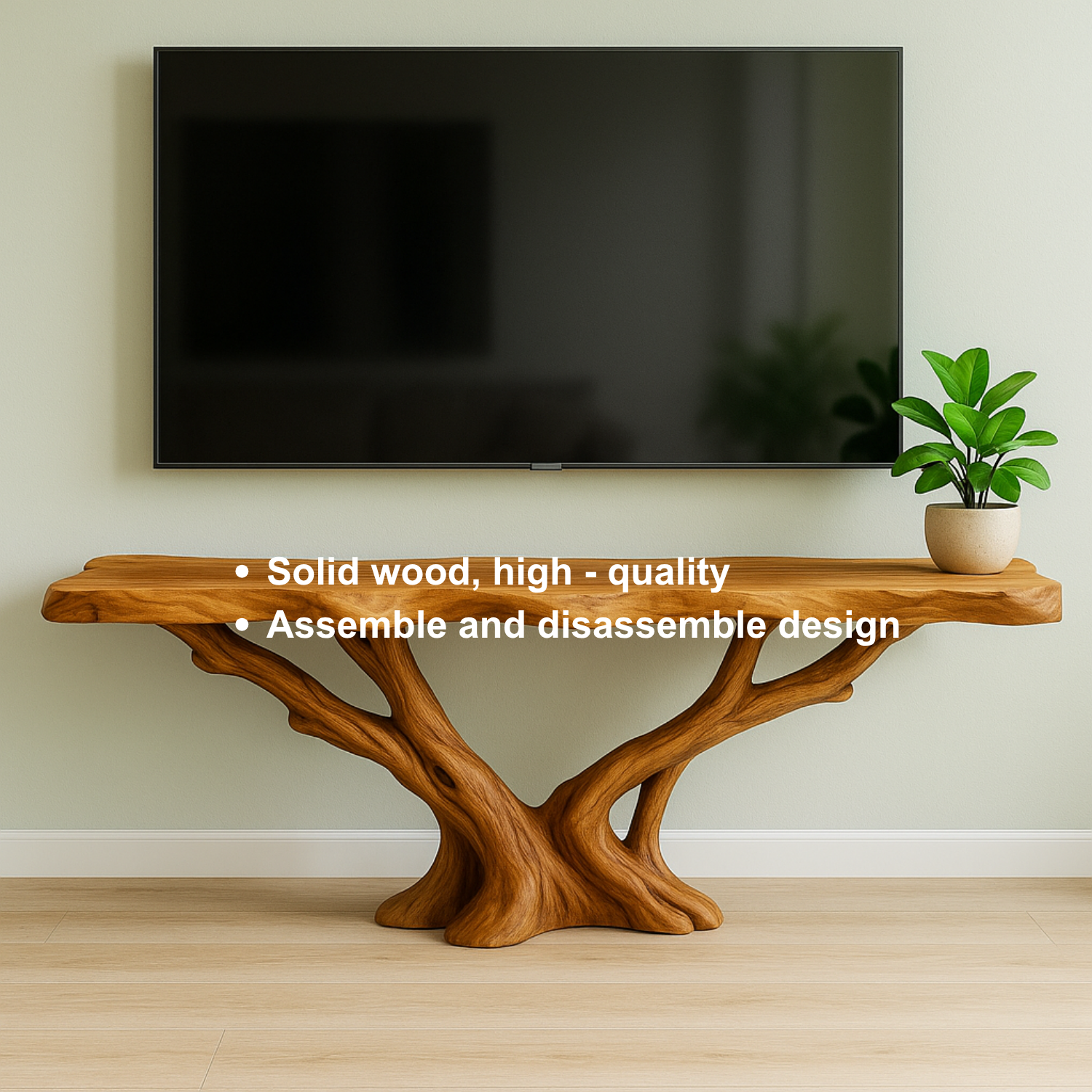 Handcrafted Solid Wood TV Stand/ Console Table – Organic Sculptural Branch Flow Design Lynnsnail