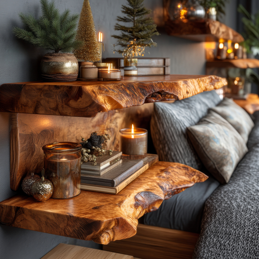 Dovren Live Edge Solid Wood Floating Shelf SPA243678