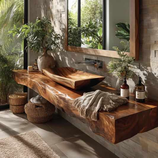 Dravelle Live Edge Solid Wood Floating Bathroom Vanity SPA789521 Lynnsnail