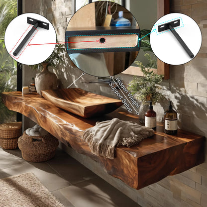 Dravelle Live Edge Solid Wood Floating Bathroom Vanity SPA789521 Lynnsnail