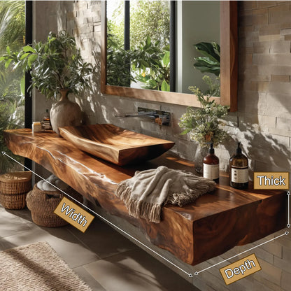 Dravelle Live Edge Solid Wood Floating Bathroom Vanity SPA789521 Lynnsnail