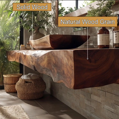 Dravelle Live Edge Solid Wood Floating Bathroom Vanity SPA789521 Lynnsnail