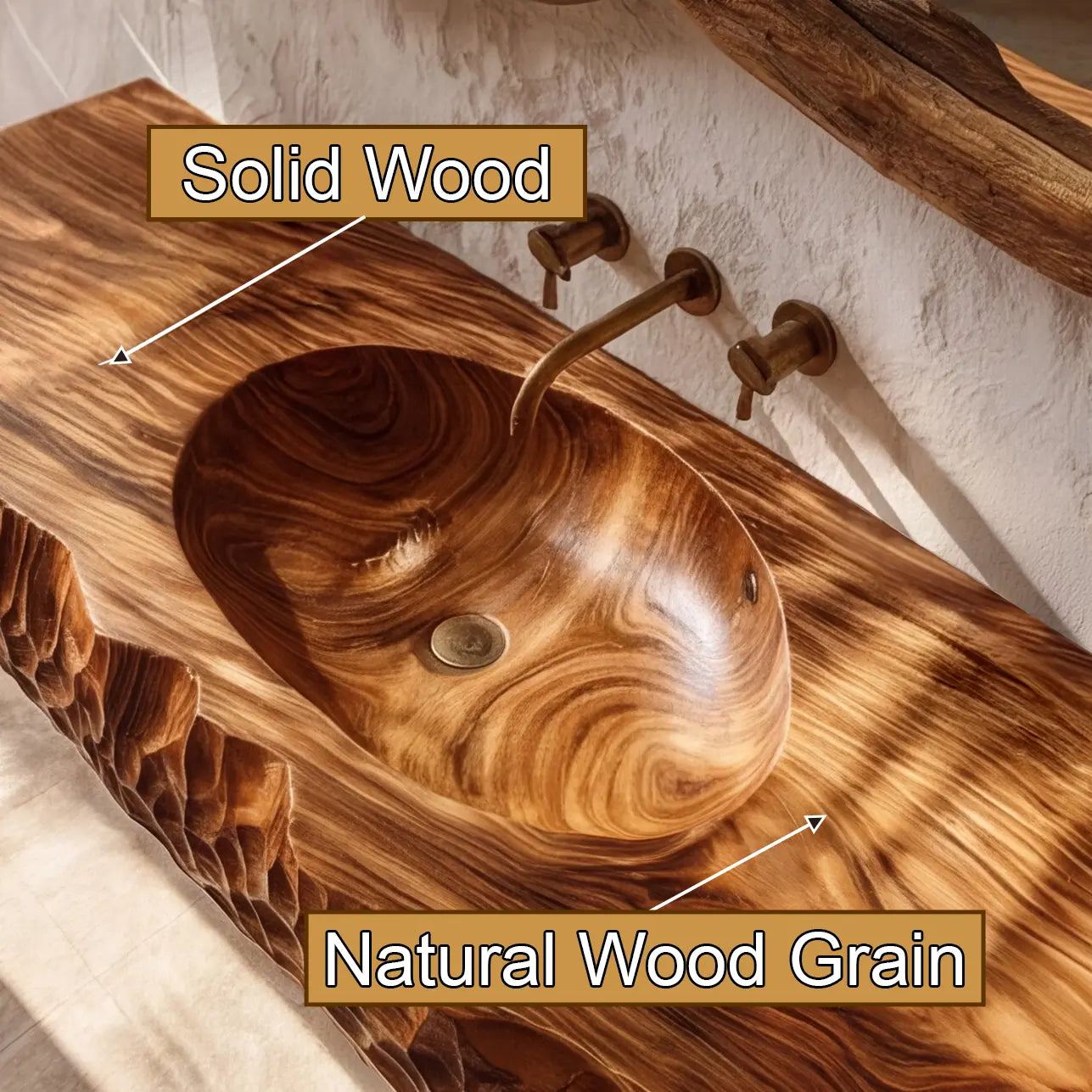Dravento Handcrafted Sculpted Solid Wood Floating Bathroom Vanity with Integrated Sink SPA245346 Lynnsnail