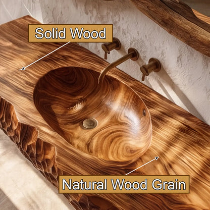 Dravento Handcrafted Sculpted Solid Wood Floating Bathroom Vanity with Integrated Sink SPA245346 Lynnsnail