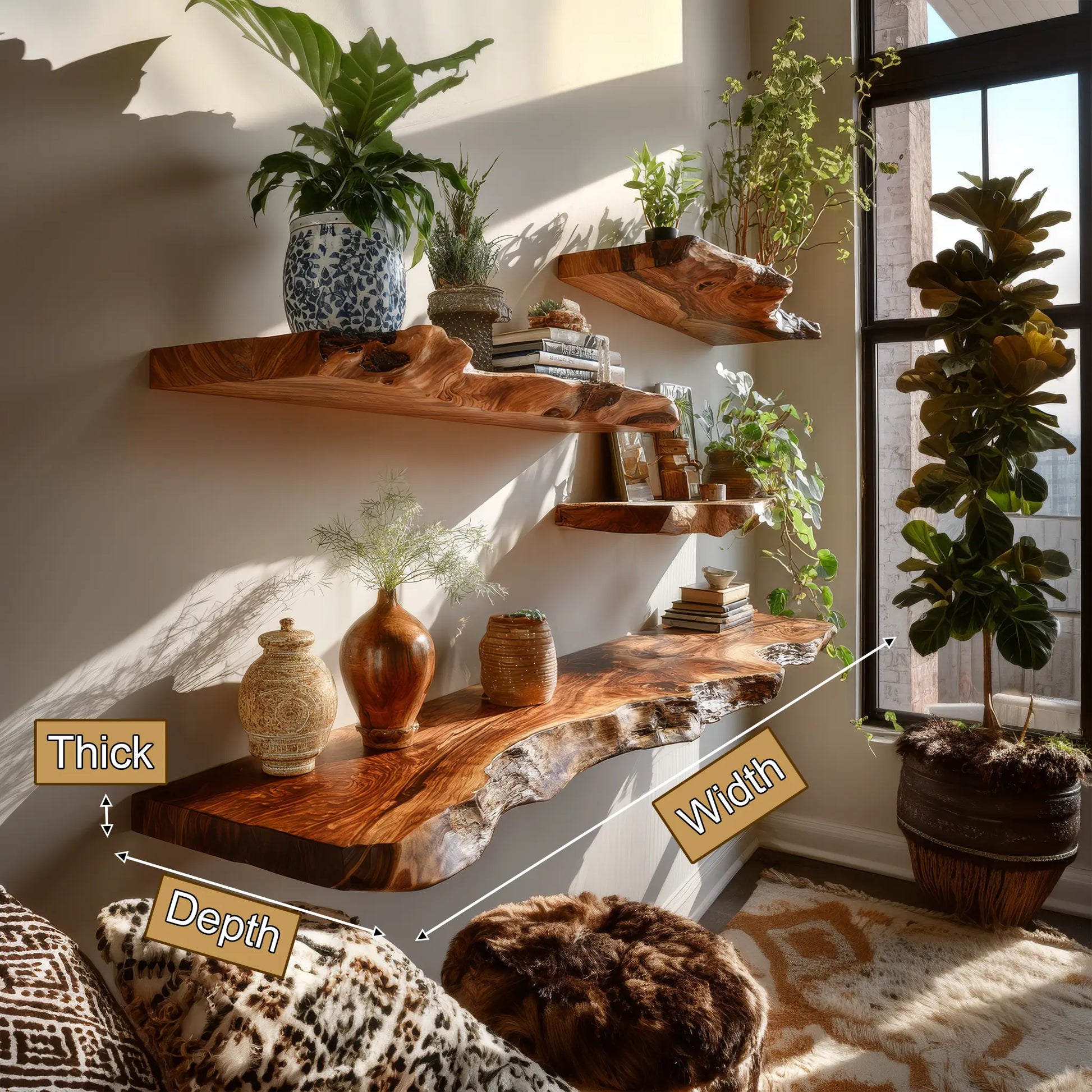 Dravik Live Edge Solid Wood Floating Shelf SPA300692 Lynnsnail