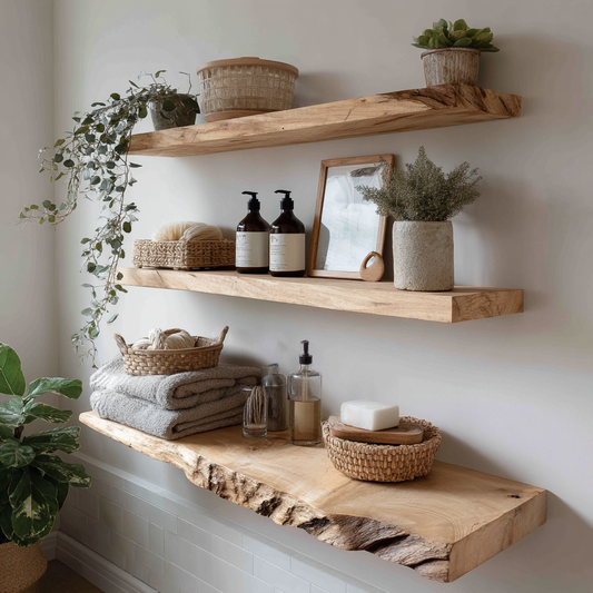 Driftedge Live Edge Solid Wood Floating Shelf