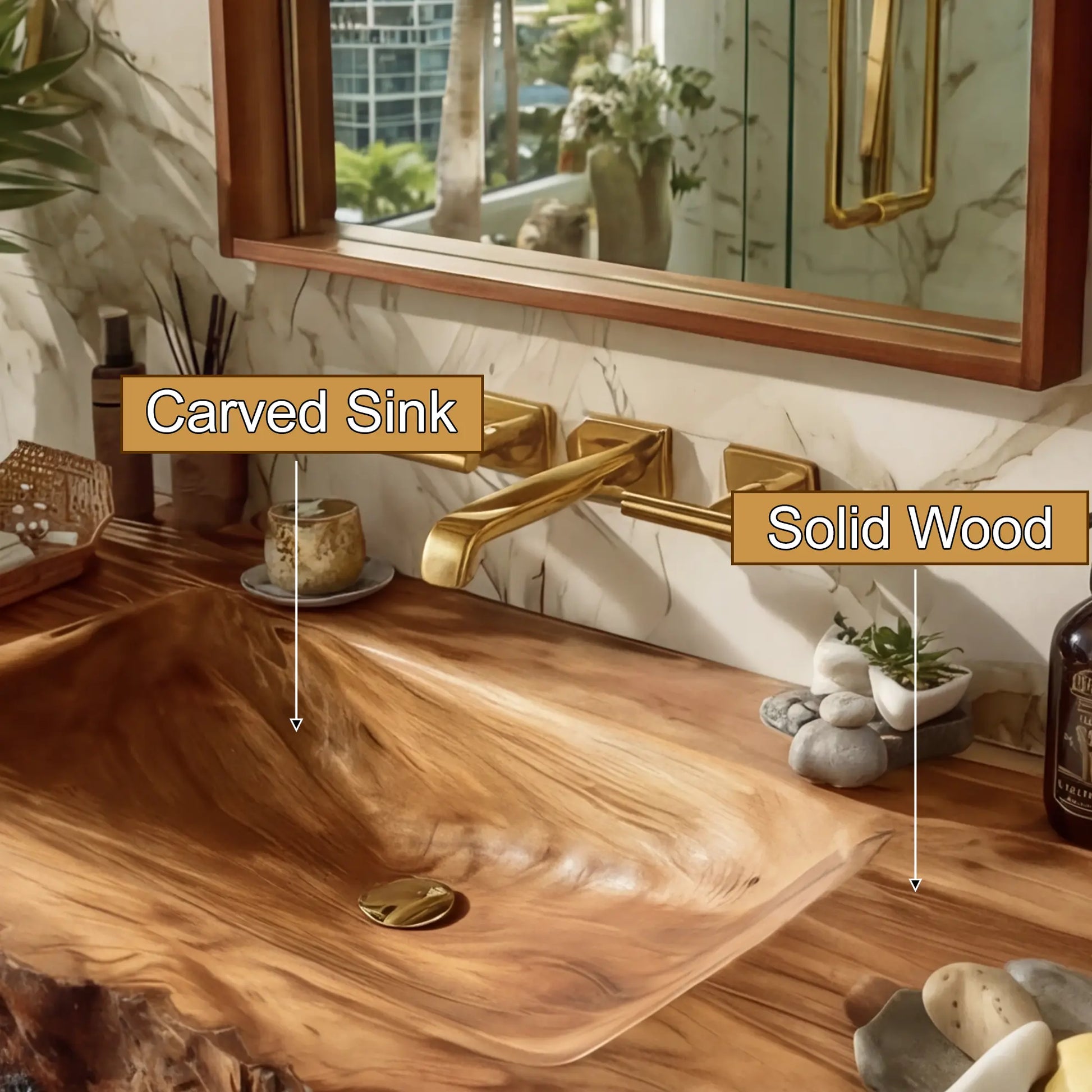 Elarion Live Edge Solid Wood Floating Bathroom Vanity with Integrated Sink SPA572004 Lynnsnail