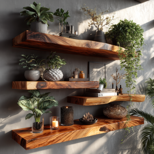 Eldran Live Edge Solid Wood Floating Shelf SPA453121