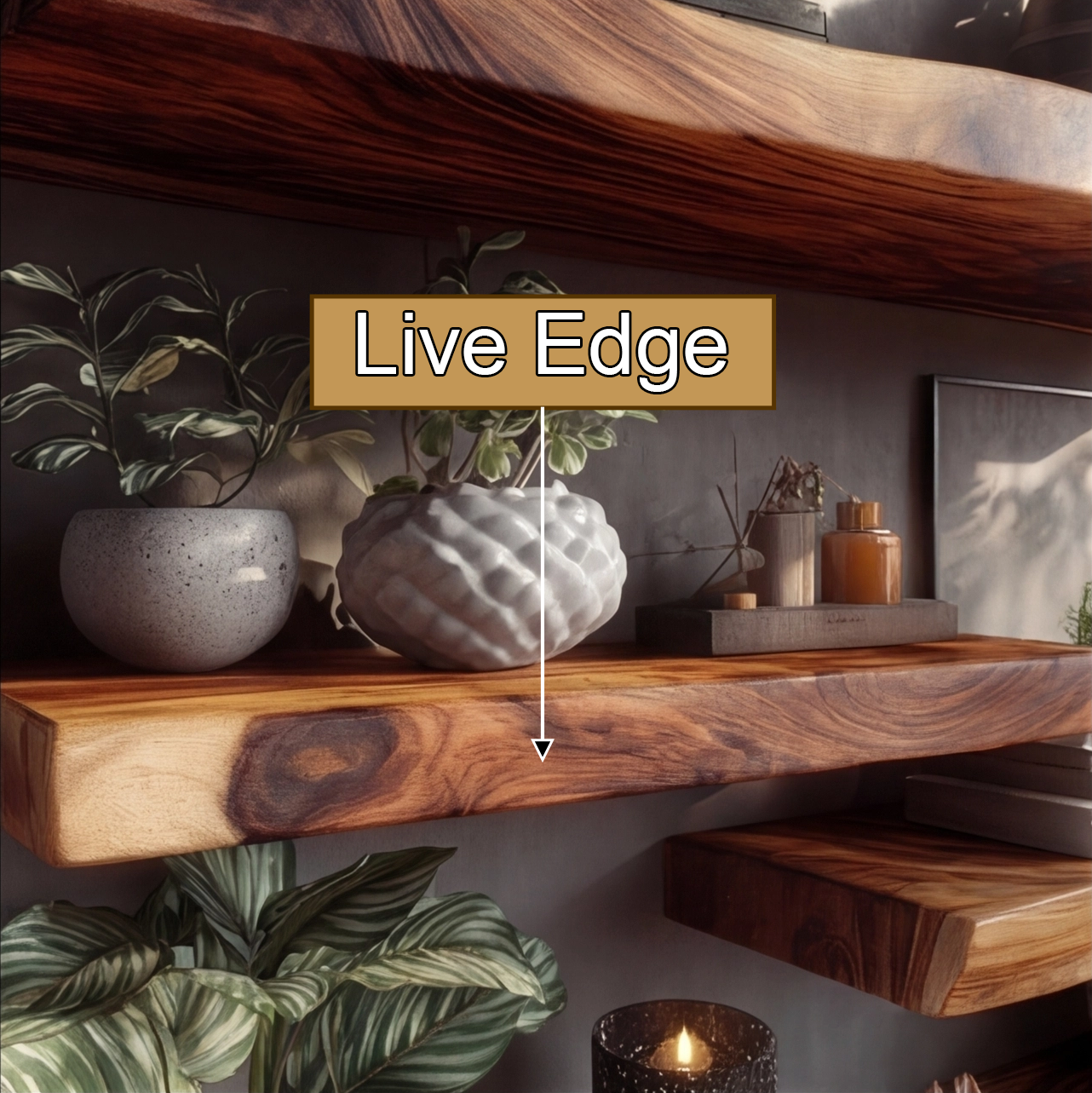Eldran Live Edge Solid Wood Floating Shelf SPA453121