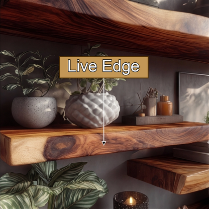 Eldran Live Edge Solid Wood Floating Shelf SPA453121