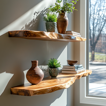 Elvaron Live Edge Solid Wood Floating Shelf SPA845621