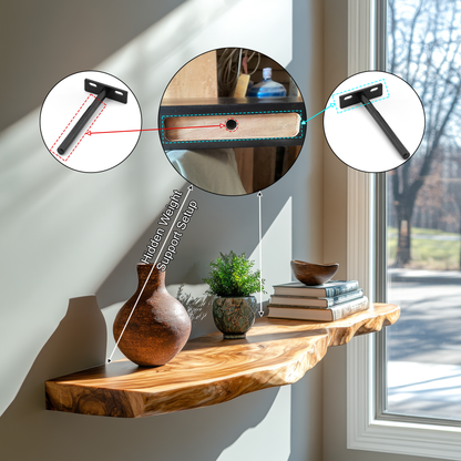 Elvaron Live Edge Solid Wood Floating Shelf SPA845621
