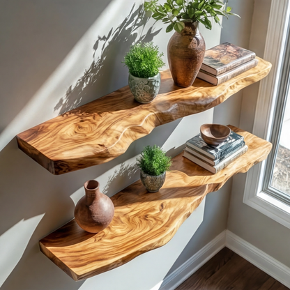 Elvaron Live Edge Solid Wood Floating Shelf SPA845621