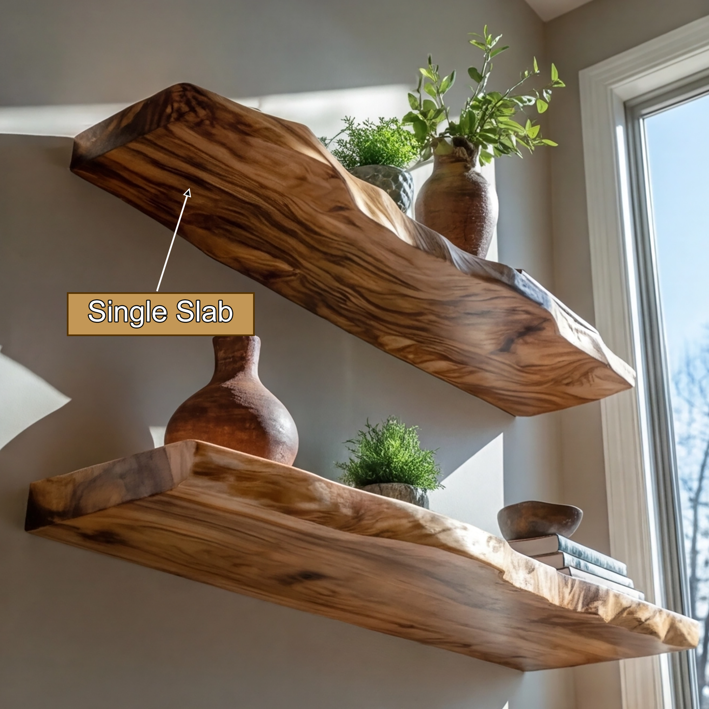 Elvaron Live Edge Solid Wood Floating Shelf SPA845621