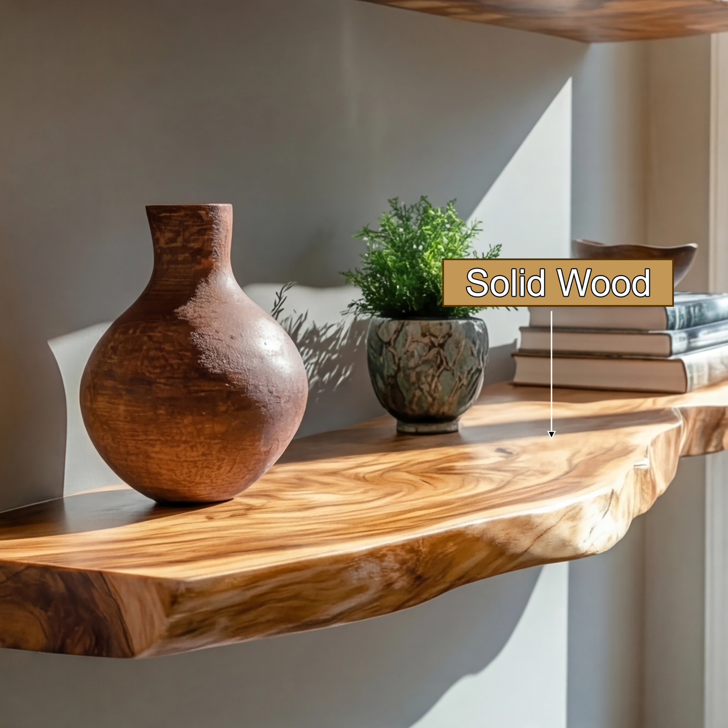 Elvaron Live Edge Solid Wood Floating Shelf SPA845621