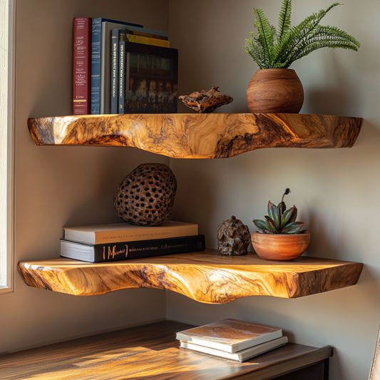 Halvren Live Edge Solid Wood Floating Shelf SPA520520