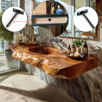 Kaelvyn Live Edge Solid Wood Floating Bathroom Vanity with Integrated Sink SPA254428 Lynnsnail