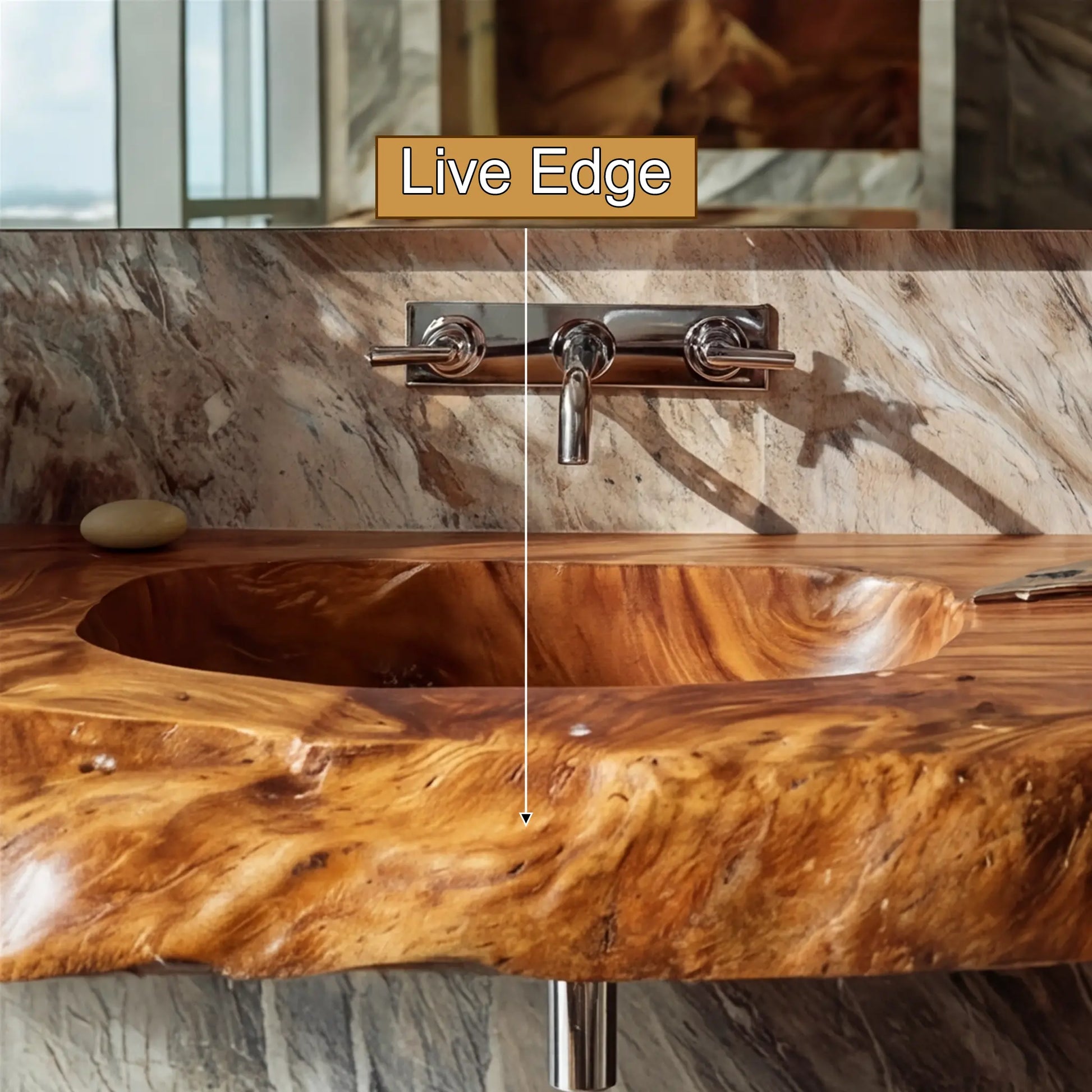 Kaelvyn Live Edge Solid Wood Floating Bathroom Vanity with Integrated Sink SPA254428 Lynnsnail