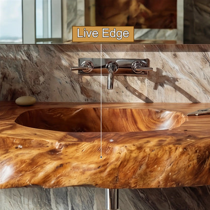 Kaelvyn Live Edge Solid Wood Floating Bathroom Vanity with Integrated Sink SPA254428 Lynnsnail