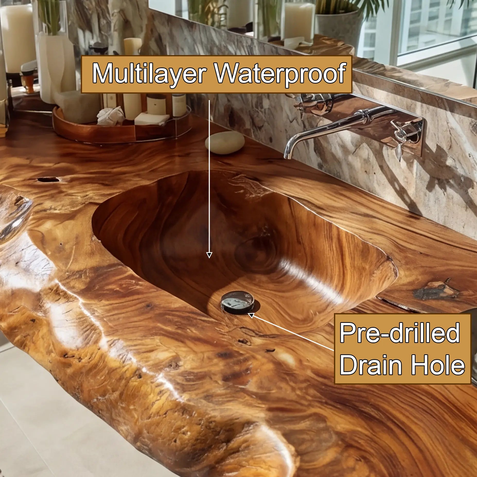 Kaelvyn Live Edge Solid Wood Floating Bathroom Vanity with Integrated Sink SPA254428 Lynnsnail