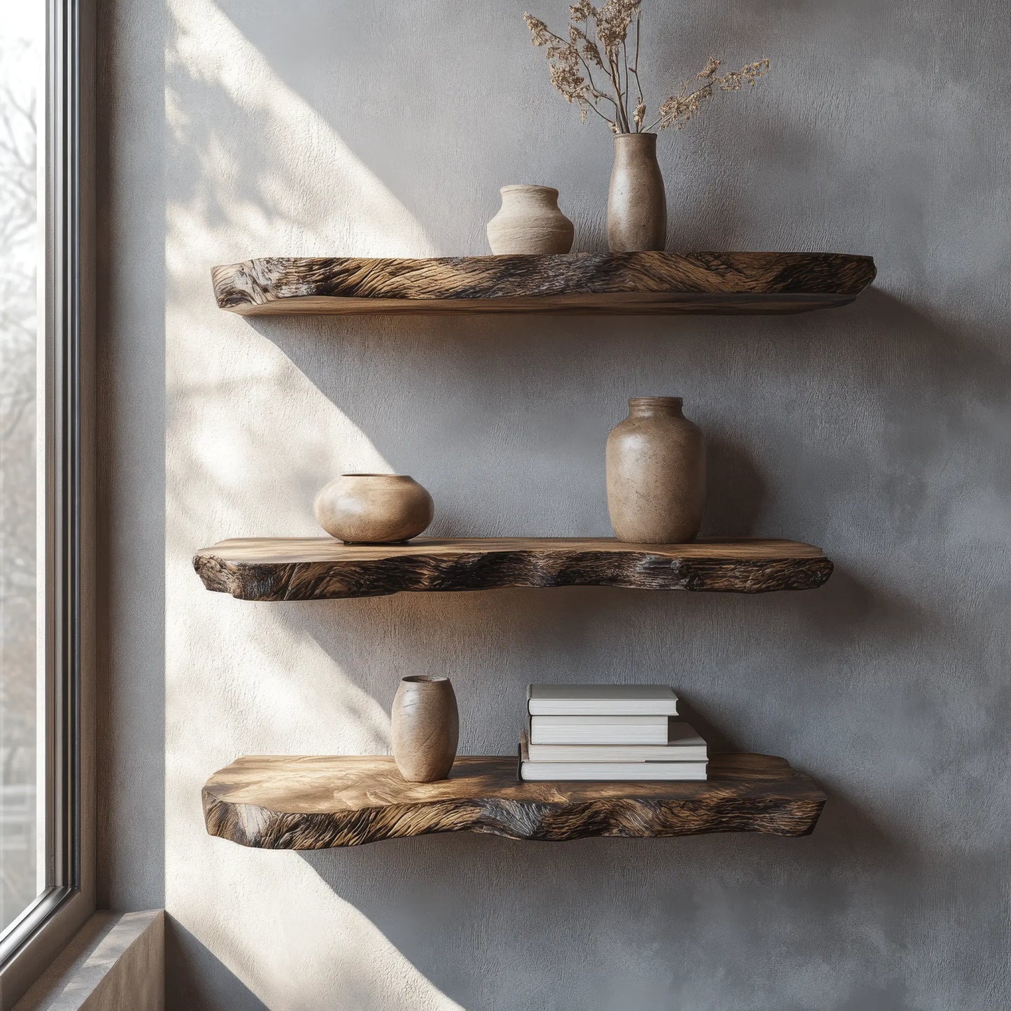 Kaldren Live Edge Solid Wood Floating Shelf SPA235332 Lynnsnail