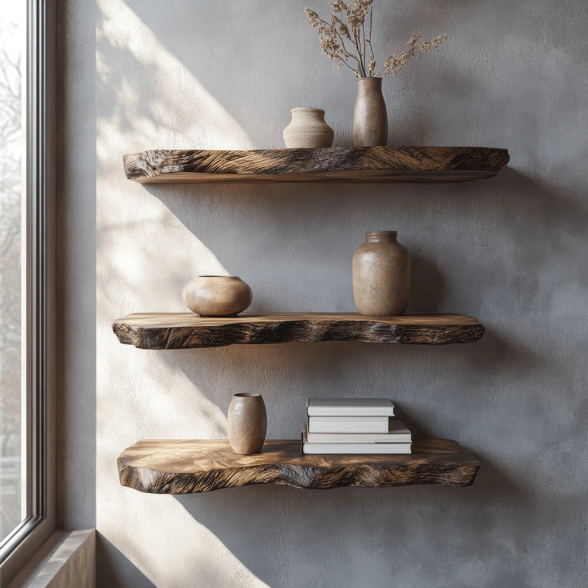 Kaldren Live Edge Solid Wood Floating Shelf SPA235332 Lynnsnail