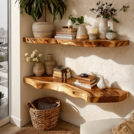Kavion Live Edge Solid Wood Floating Shelf SPA486225