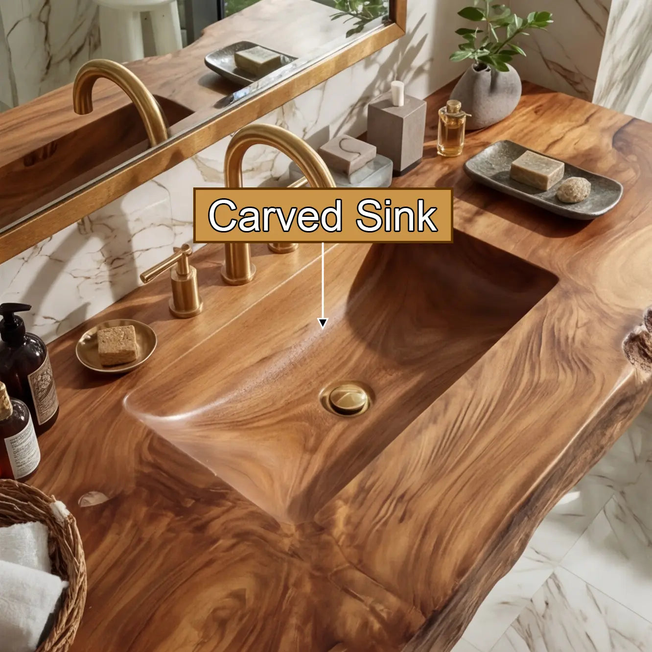 Kelvara Live Edge Solid Wood Floating Bathroom Vanity with Integrated Sink SPA439867 Lynnsnail