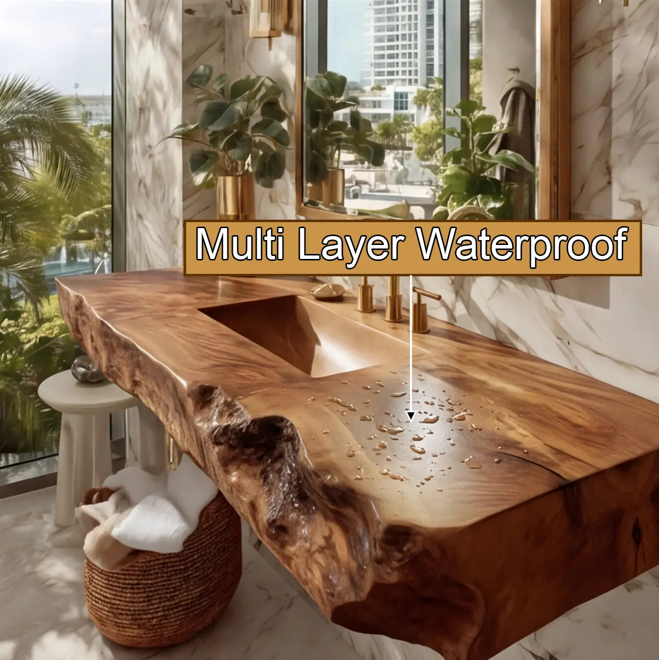Kelvara Live Edge Solid Wood Floating Bathroom Vanity with Integrated Sink SPA439867 Lynnsnail