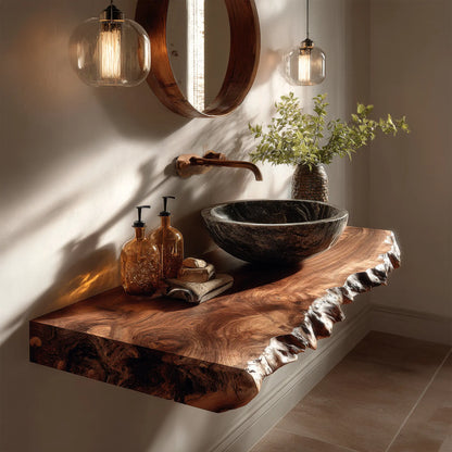 Kelvion Live Edge Solid Wood Floating Bathroom Vanity SPA514203 Lynnsnail