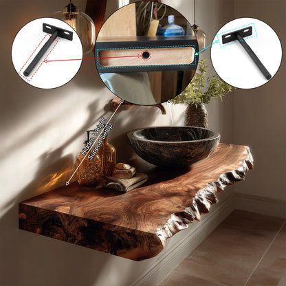 Kelvion Live Edge Solid Wood Floating Bathroom Vanity SPA514203 Lynnsnail