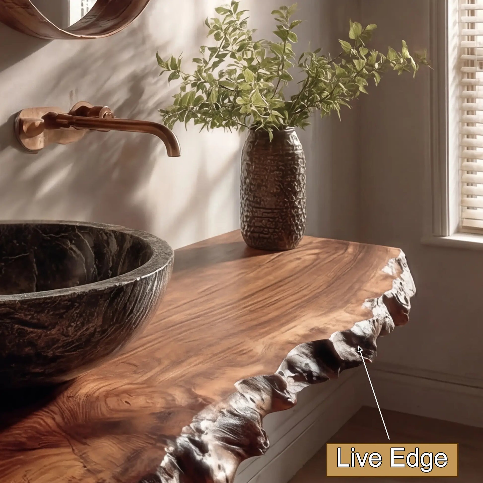 Kelvion Live Edge Solid Wood Floating Bathroom Vanity SPA514203 Lynnsnail