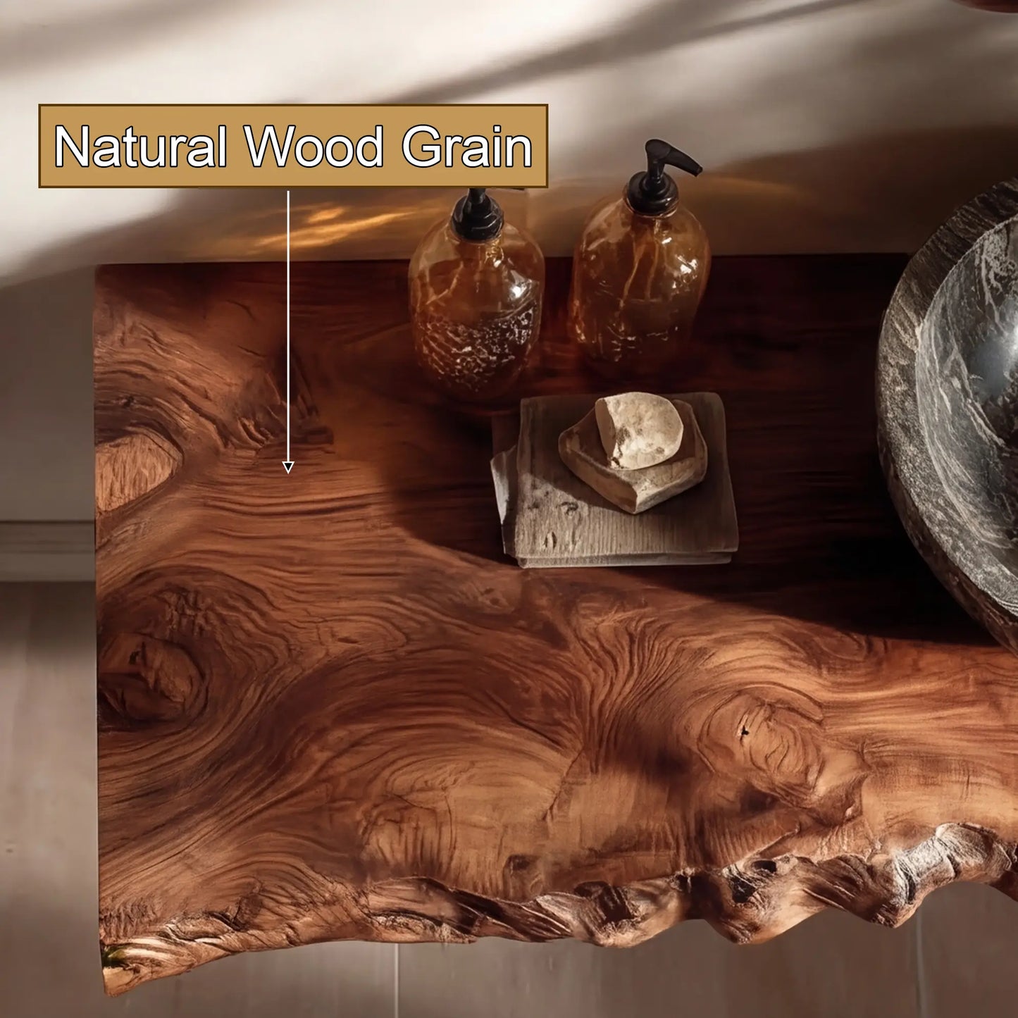 Kelvion Live Edge Solid Wood Floating Bathroom Vanity SPA514203 Lynnsnail