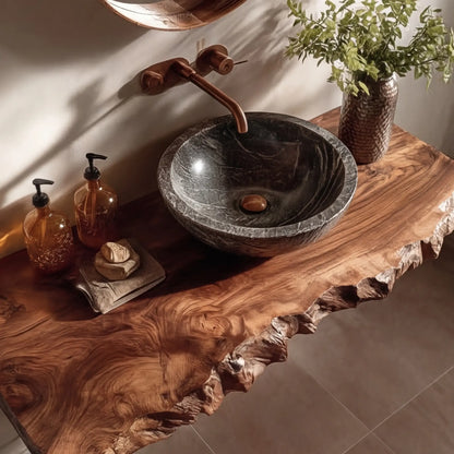 Kelvion Live Edge Solid Wood Floating Bathroom Vanity SPA514203 Lynnsnail