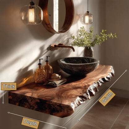 Kelvion Live Edge Solid Wood Floating Bathroom Vanity SPA514203 Lynnsnail