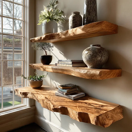 Korvyn Live Edge Solid Wood Floating Shelf SPA209520 Lynnsnail