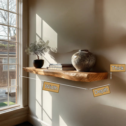 Korvyn Live Edge Solid Wood Floating Shelf SPA209520 Lynnsnail