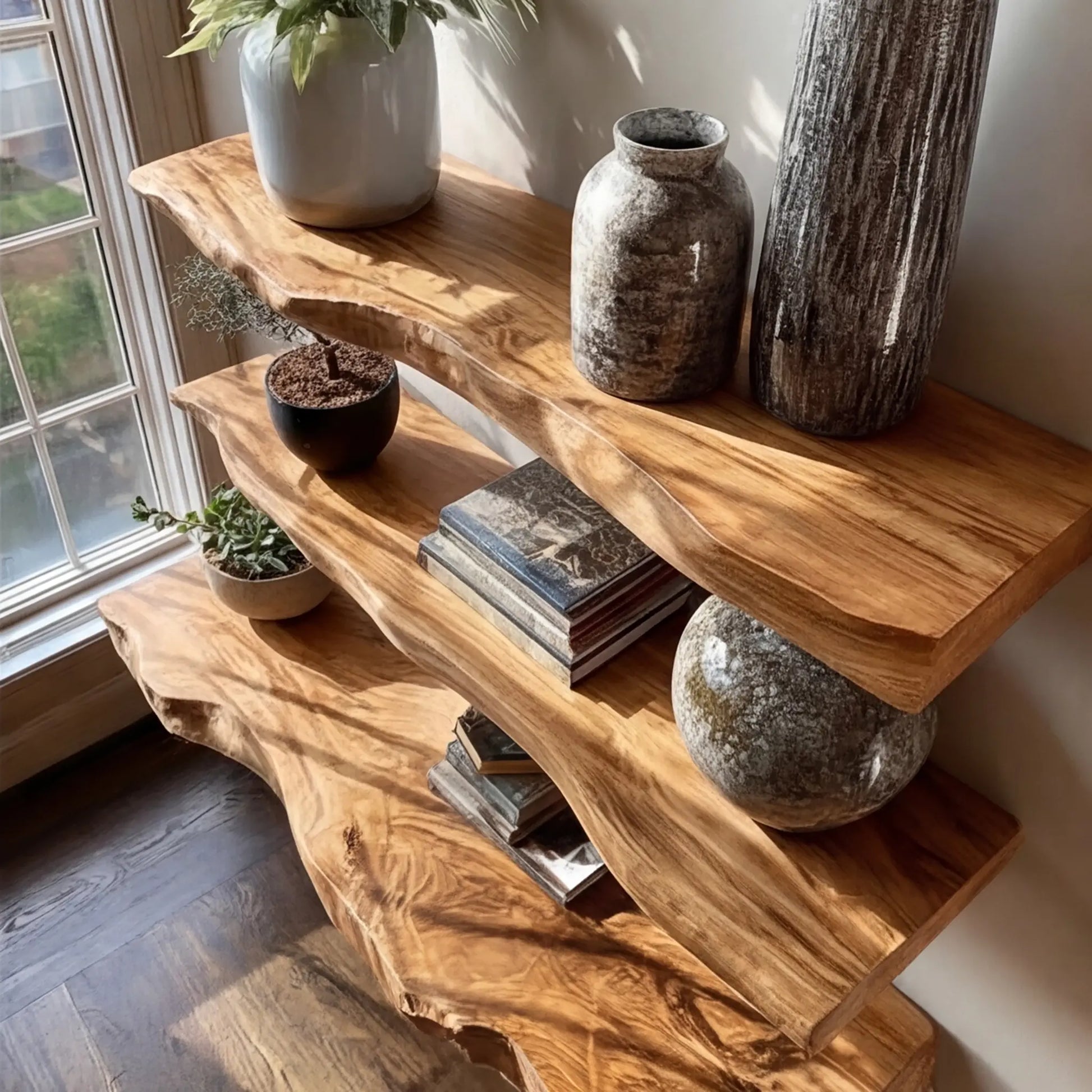 Korvyn Live Edge Solid Wood Floating Shelf SPA209520 Lynnsnail