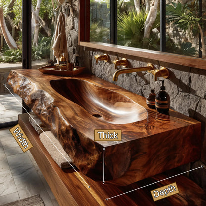 Larevyn Live Edge Solid Wood Floating Bathroom Vanity with Integrated Sink SPA364436 Lynnsnail