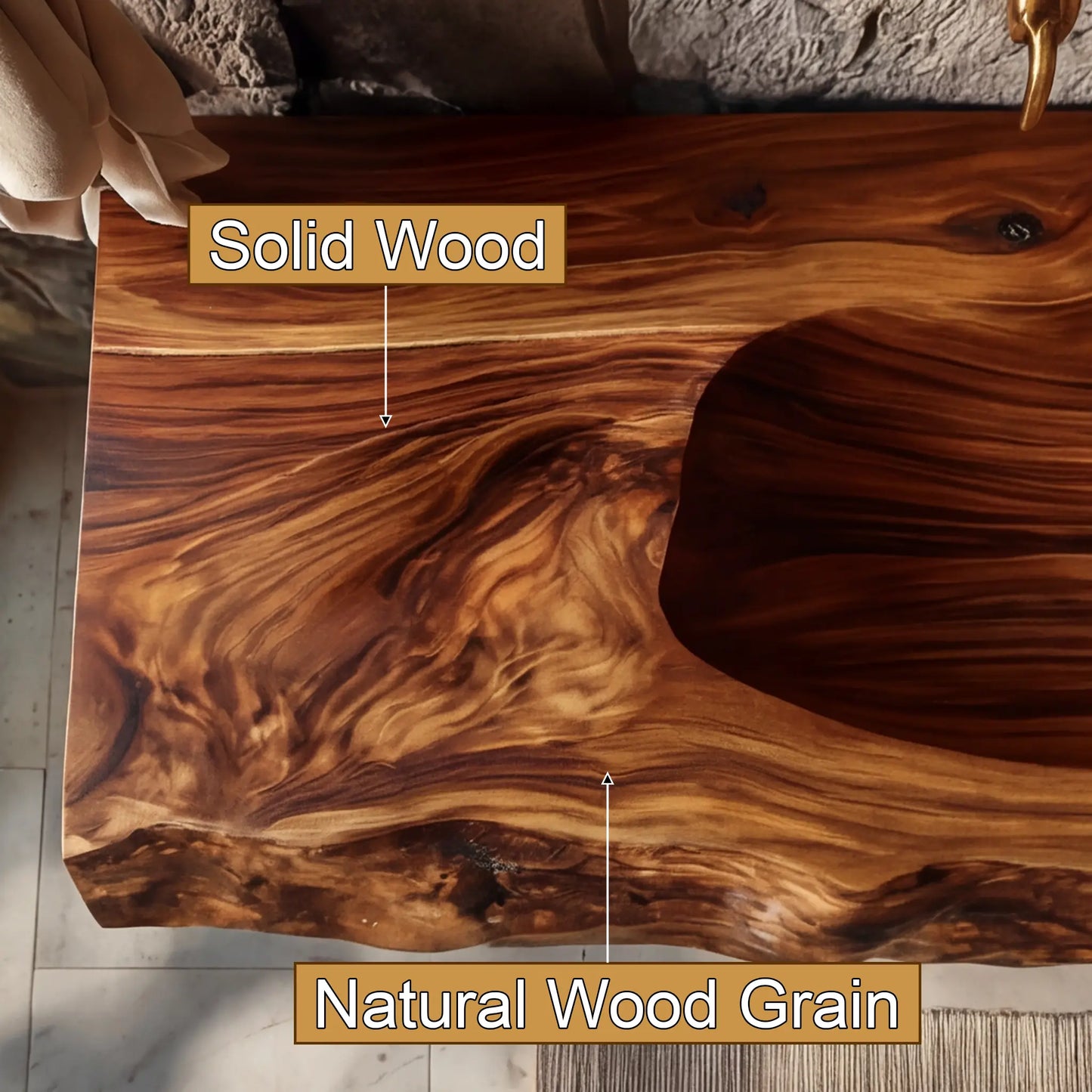Larevyn Live Edge Solid Wood Floating Bathroom Vanity with Integrated Sink SPA364436 Lynnsnail