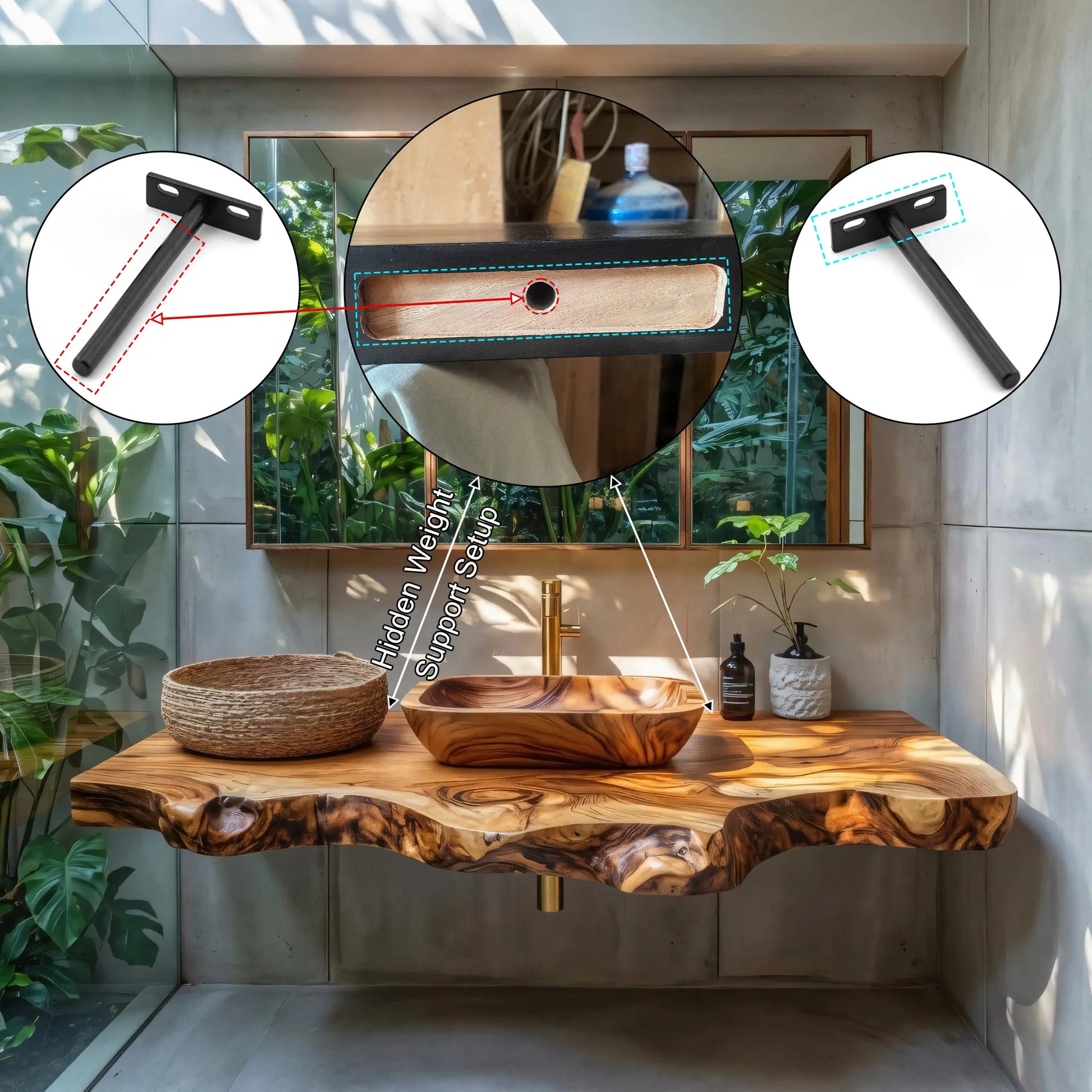 Lioren Live Edge Solid Wood Floating Bathroom Vanity SPA318184 Lynnsnail
