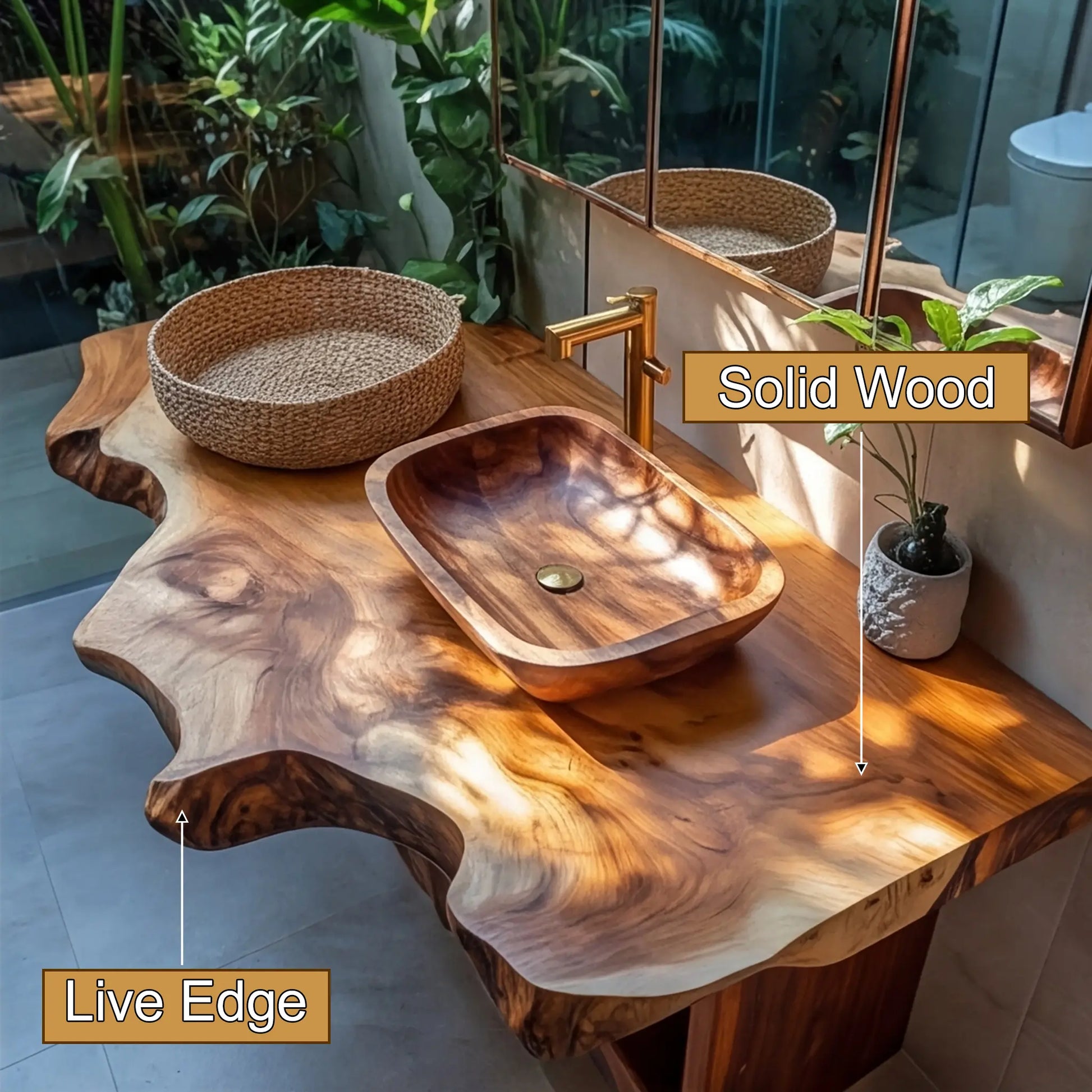 Lioren Live Edge Solid Wood Floating Bathroom Vanity SPA318184 Lynnsnail