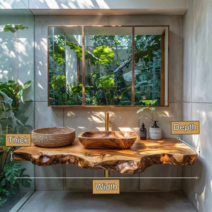 Lioren Live Edge Solid Wood Floating Bathroom Vanity SPA318184 Lynnsnail