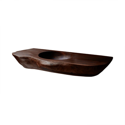 Lorvane Sculpted Live Edge Solid Wood Floating Bathroom Vanity with Integrated Sink Lynnsnail
