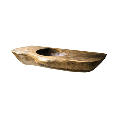 Lorvane Sculpted Live Edge Solid Wood Floating Bathroom Vanity with Integrated Sink Lynnsnail