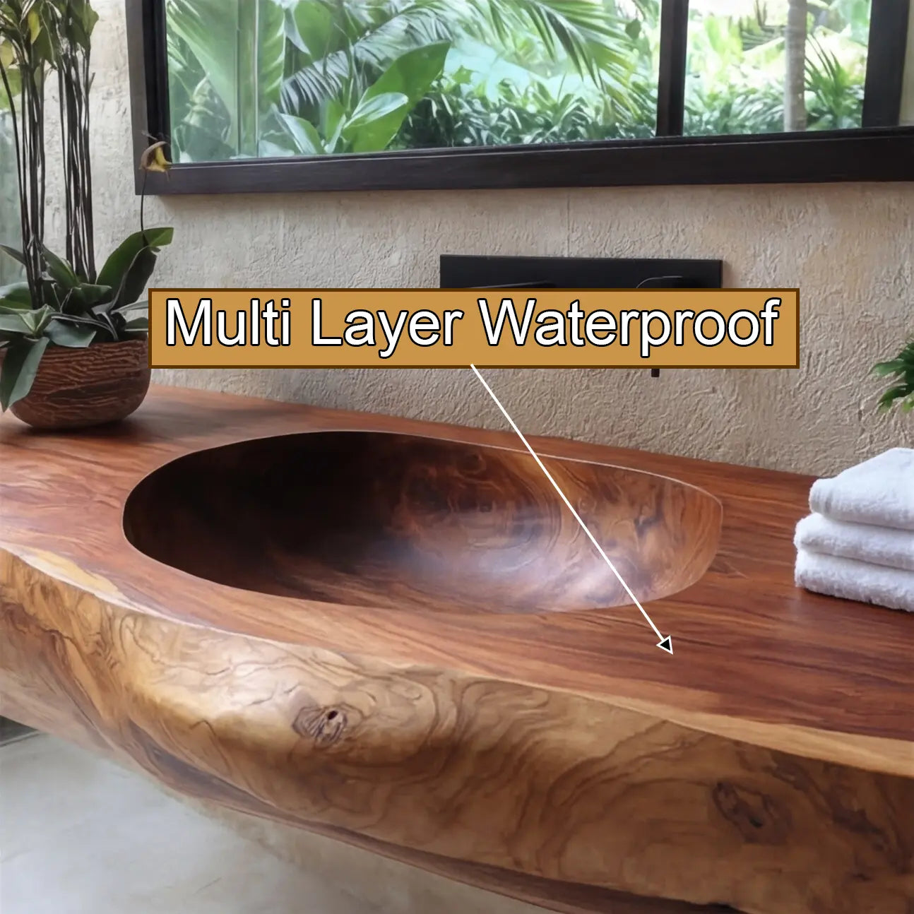 Lorvane Sculpted Live Edge Solid Wood Floating Bathroom Vanity with Integrated Sink Lynnsnail