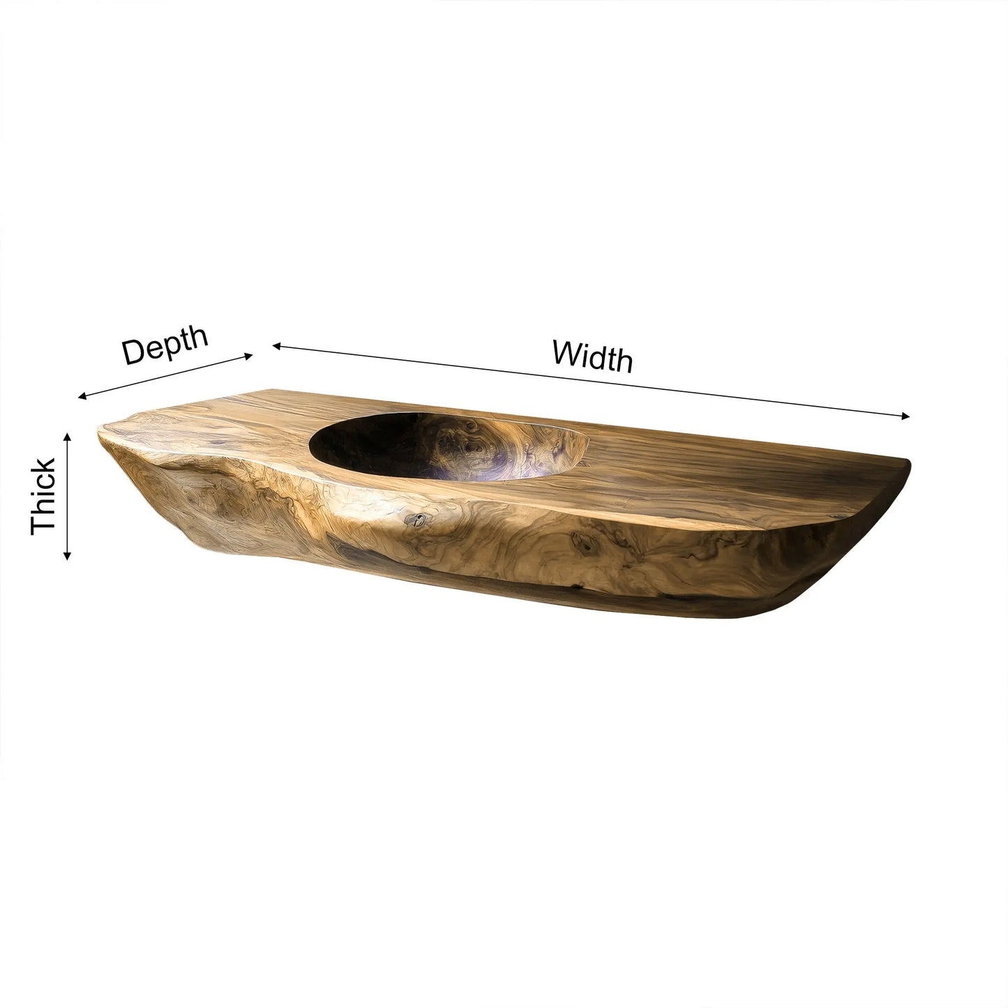 Lorvane Sculpted Live Edge Solid Wood Floating Bathroom Vanity with Integrated Sink Lynnsnail