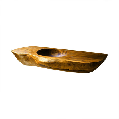 Lorvane Sculpted Live Edge Solid Wood Floating Bathroom Vanity with Integrated Sink Lynnsnail
